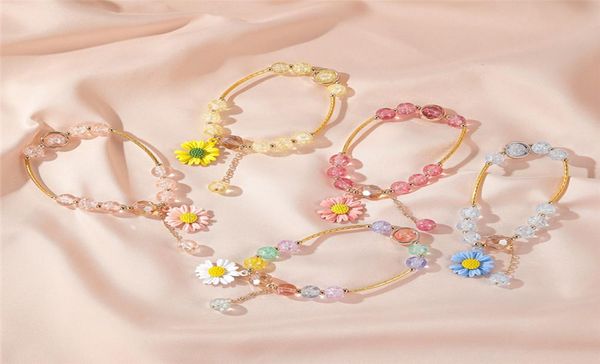 

new style popcorn crystal bracelet women039s little daisy flower bracelet friend jewelry7049385, Black