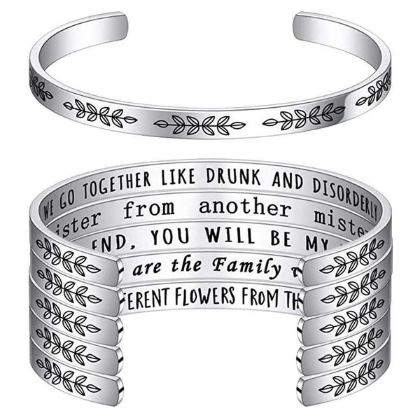 

stainless steel bracelets designer for women with c-shaped opening and adjustable sister daughter end family accessory, Black