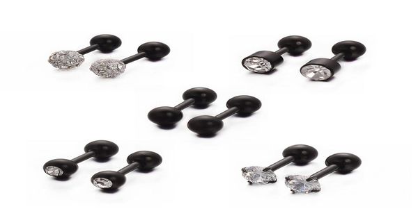 

yoursfs 5 pairs zircon screw stud earrings fashion jewelry stainless steel woman christmas gift7485120, Golden;silver