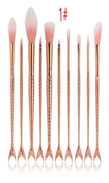 

10pcs1lot mermaid makeup brushes set foundation blending powder eyeshadow contour concealer blush cosmetic makeup9376241