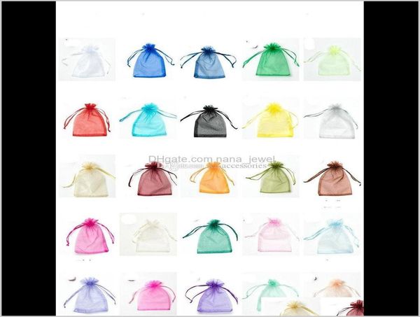 

pouches packaging display drop delivery 2021 whole 912cm mixed organza jewelry wedding party favor xmas gift bags purple blue 4143137, Pink;blue