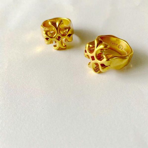 

rings popular real 18k gold plated brand letter cocktail cluster ring gift no shinny size6788185404, Golden;silver