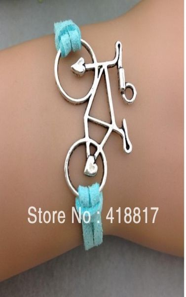

bicycle charm braceletantique silver braceletwax cords and imitation leather braid bracelet8905671, Golden;silver