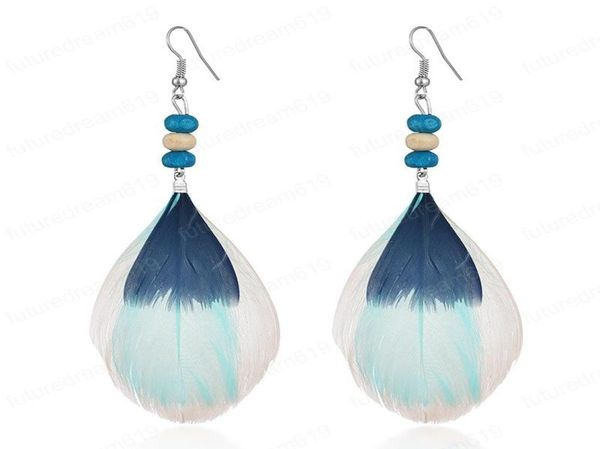 

new multilayer lightweight gradient fashion feather earrings women vintage wood bead earrings4336225, Silver