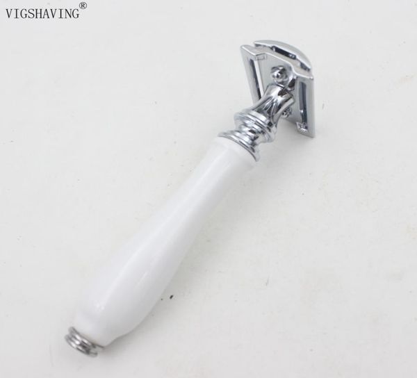 

vigshaving ceramics handle double edge safety razor barber shaving razor gifts for men j1907181780855