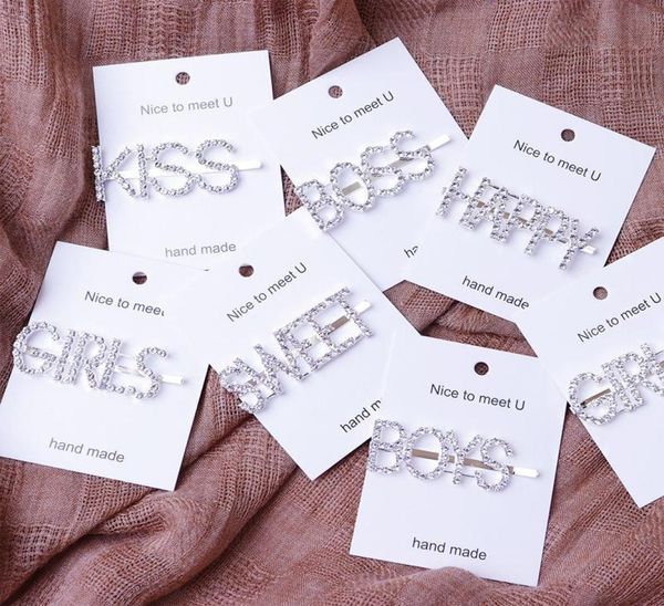 

17 styles women hairpins rhinestone letter hair clips lady barrett sweet headwear girls fashion hair accessories charm jewelry5181691, Golden;silver