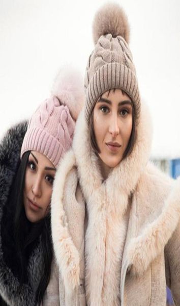 

with fur pom ball womens winter beanies fleece lined knit winter warm hat skull caps fashion tuque thick warm headdress clot6087774, Yellow