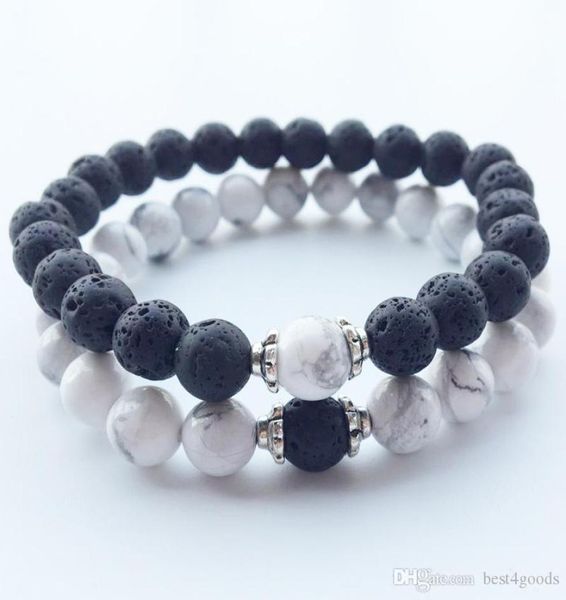 

natural stone bracelets 2018 new lava volcanic stone white turquoise bracelet whole handmade beads bracelets for men women2298037, Black