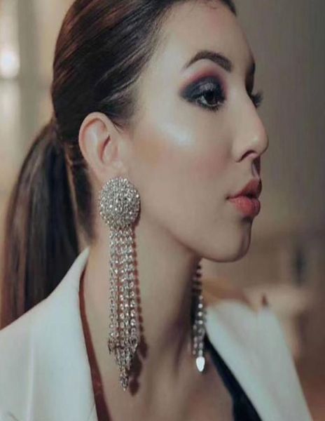 

2022 tassel charm earrings women039s shiny rhinestone shape pendant earrings dinner party fashion jewelry accessories2180554, Golden