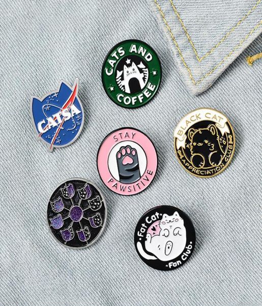 

cats club enamel pin cat planet moon cafe paw badge custom kitten brooches lapel pins jeans shirt bag cute animal jewelry gift9036991, Gray