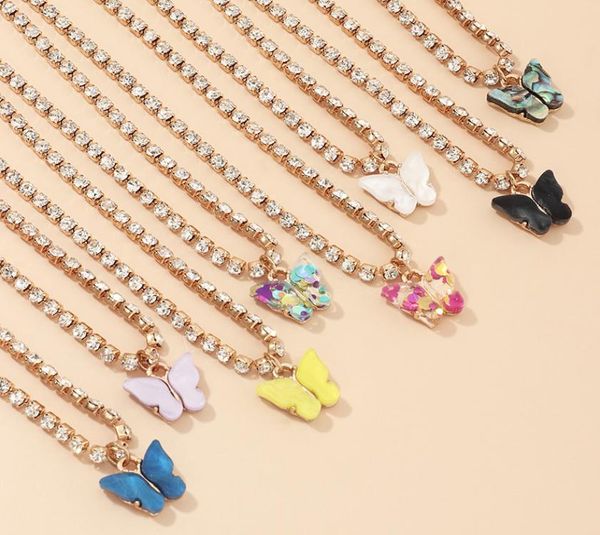 

fashion diamond butterfly necklace womens zircon crystal pendant statement necklace jewelry for girls7428942, Silver
