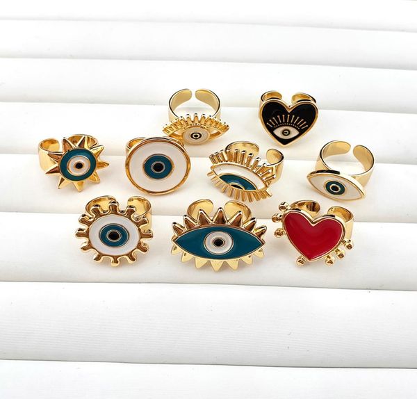 

new arrival enamel jewelry heart gear shape ringgold plating adjustable eye eyelash ring jewelry gift r1962661522, Golden;silver