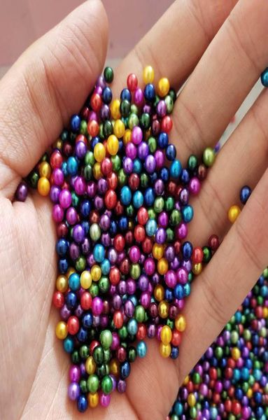 

25pcs loose mini pearl 34mm baby round pearls mixed color love wish freshwater pearls8092470, White