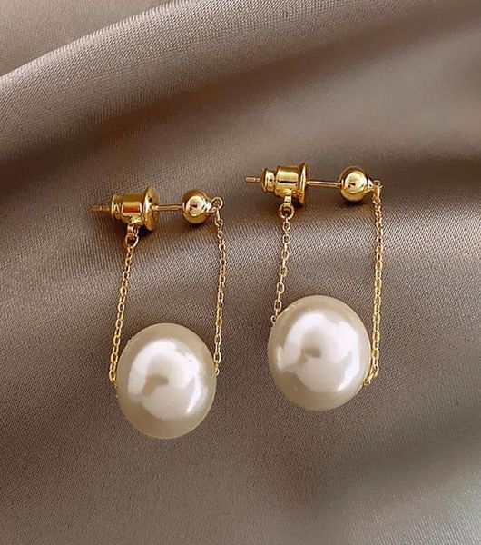

dangle chandelier simple elegant small pearl pendant earrings for woman 2021 fashion jewelry party ladies039 unusual accessor6522151, Silver