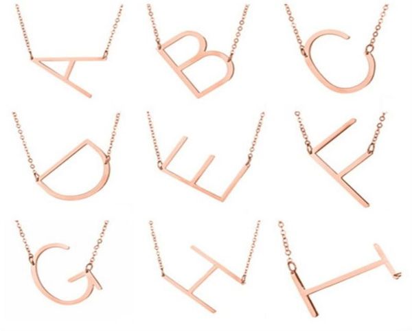

personalized initial letter pendant necklace women 26 alphabet gold silver rose gold charm chain for men fashion jewelry gift9608452
