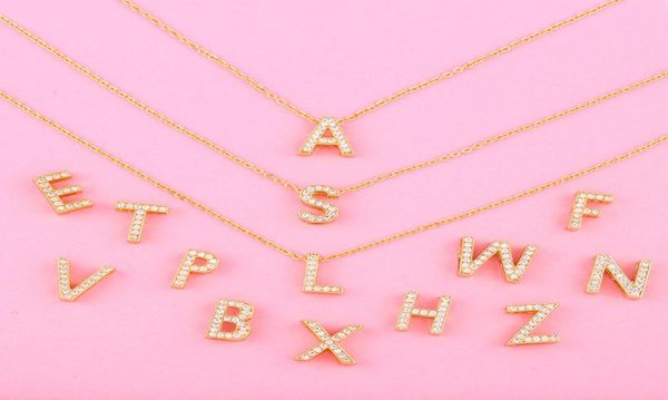 

18k gold crystal english initial necklace gold chains english letter pendant women necklace fashion jewelry8498194, Silver