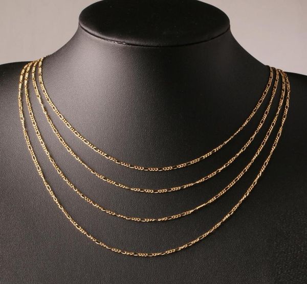 

fashion 18k gold plated and 925 sterling silver plated 2mm wide heavy figaro necklace women chains men039s7388159