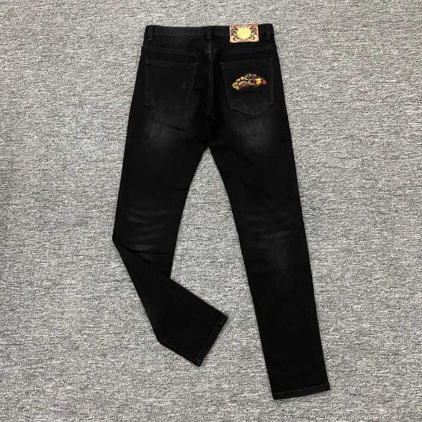 

mens jeans fashion medusa embroidery denim pants designer pants men spring summer skinny zipper access control denim trousers, Blue