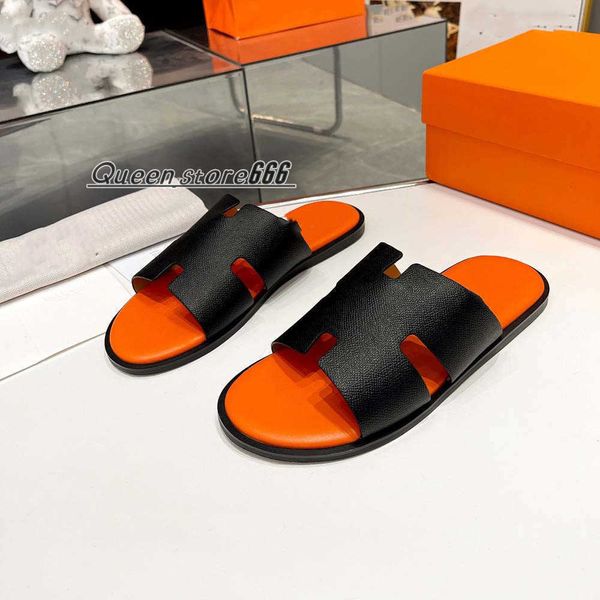 

men slippers designer leather sandals izmir flip flop oran heritage calfskin sandals summer lazy large beach casual slides 14, Black