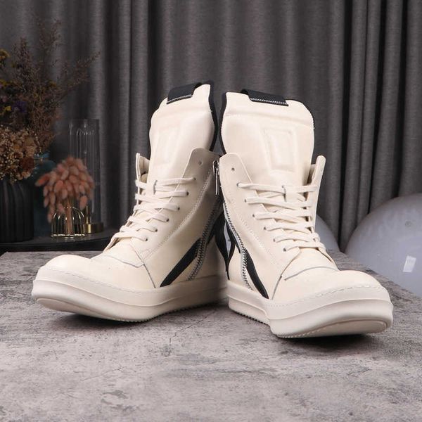 

casual beige rick shoes man's sneakers ro owens board shoes women's high ankle boot, Black