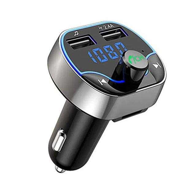 

t24 car mp3 music player card slot fm transmitter bluetooth hands-dual usb car charger