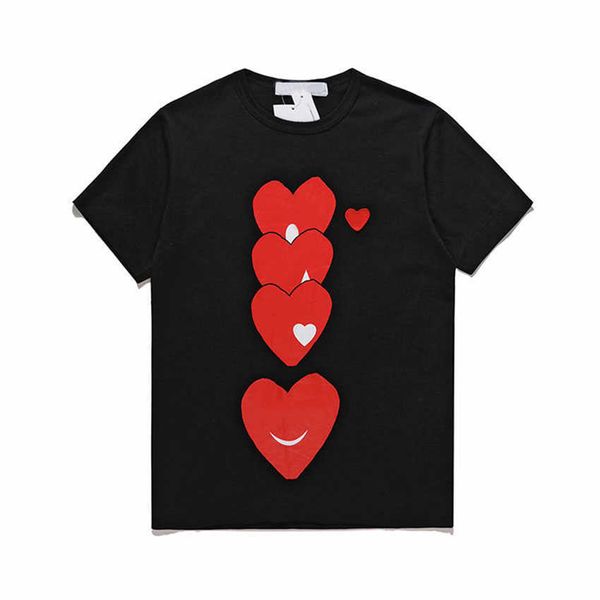 

famous designer t shirt red love hear tees mens womens fashion play couple tshirt casual short sleeve summer t-shirts streetwear hip-hop em, White;black