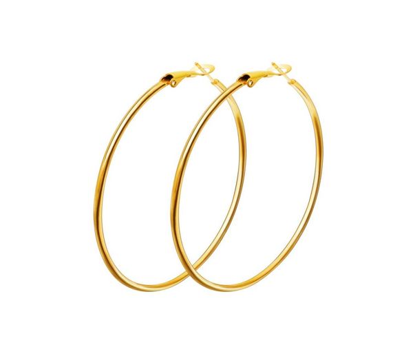 

40mm80mm big hoop earring new polishing exaggerated hoop ear loop smooth circle for women girls silver gold color2984475, Golden;silver