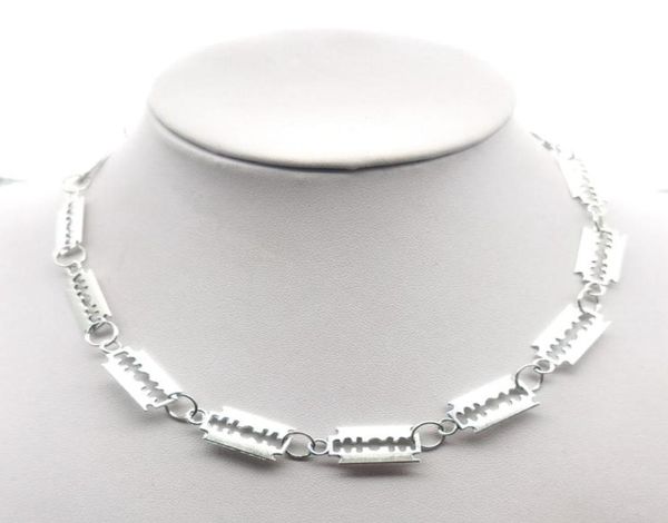 

small blade choker necklace women hiphop gothic combinations punk style barbed blade chain gifts 42cm1902084, Silver