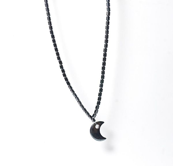 

moon shape hematite pendant necklace for men women natural stone pendant magnetic necklace beads jewelry2943492, Silver