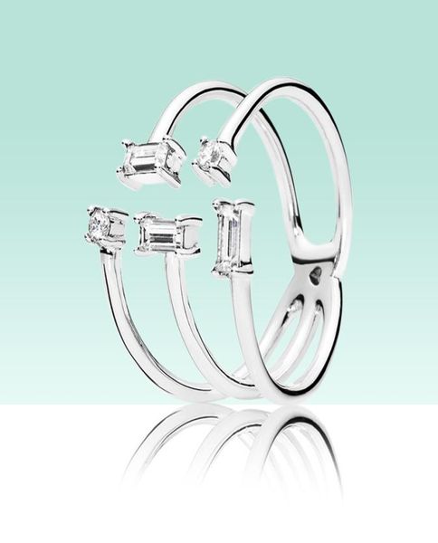 

new open ice cube ring authentic 925 sterling silver women jewelry for pandora cz diamond wedding rings with original box set4705196, Slivery;golden