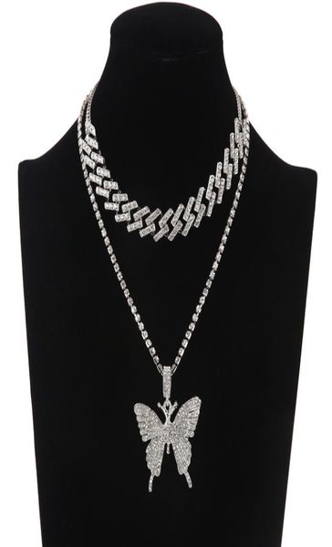 

fashion jewelry glam butterfly necklace set rhinestone choker necklace for women bling statement jewelry4844548, Silver