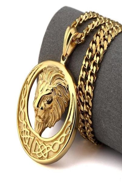 

high grade jewellery authentic 18k gold lion pendant totem golden male female fashion hip hop necklace sweater chain a1847731607, Silver