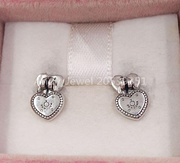 

andy jewel authentic 925 sterling silver studs love locks drop earrings fits european style studs jewelry 2965757049821, Golden;silver