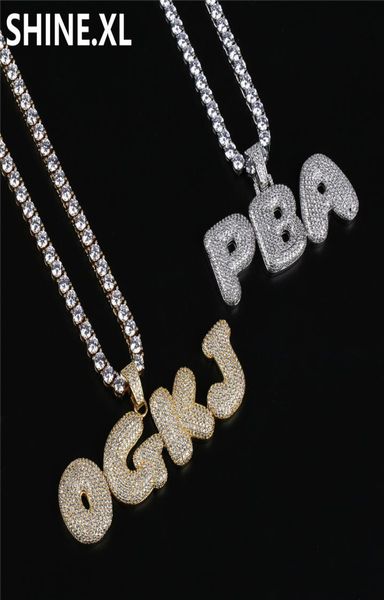 

hip hop custom name combination bubble letter pendant necklace micro cubic zirconia gold silver color copper pendant necklace9198795