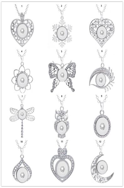 

fashion women snaps button pendant necklace diy ginger snap jewelry with chain fit 18mm charm woen men gift4947644, Silver