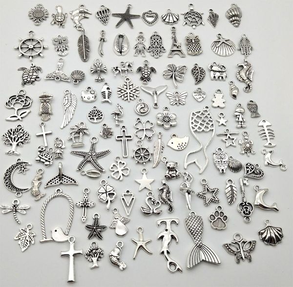 

vintage antique silver alloy mini alloy pendant diy jewelry making charms4186578, Black