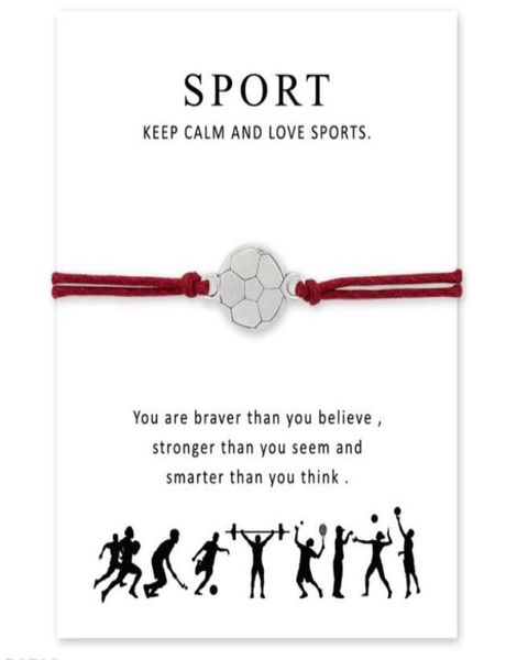 

new sports wrap wish bracelet with gift card football hockey gymnastics volleyball baseball basketball charm bangle women men jewe8913066, Golden;silver