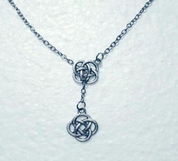 

vintage silver double viking irish braided knot pendant adjustable cross lariat necklace for women men jewelry gift 8693776756