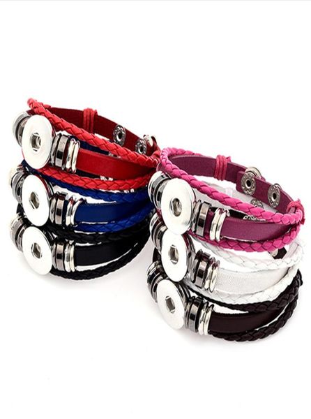 

new women039s fashion charms bangle leather bracelets 18mm snap button bracelet handmade adjustable diy jewelrys cuff link hand1355885, Silver