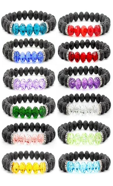 

factory direct lava volcanic stone spherical crystal bead bracelet multicolor beaded crystal bracelet buddha bracelet6987674, Black