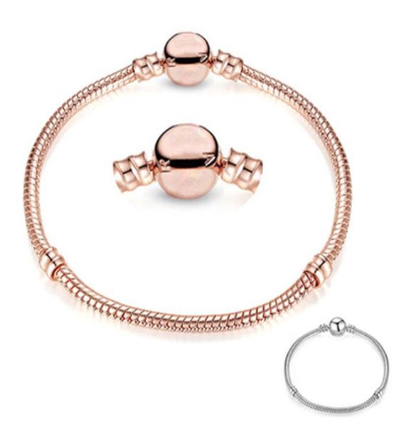 

1pcs drop rose gold bracelets women snake chain charm beads for pandora bangle bracelet festival gift b0184370080, Golden;silver