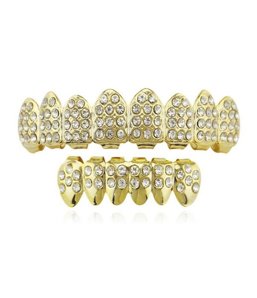 

new rhinestone iced out gold teeth grills bottom grills halloween hiphop tooth grilz cosplay teeth caps jewelry4436938, Black