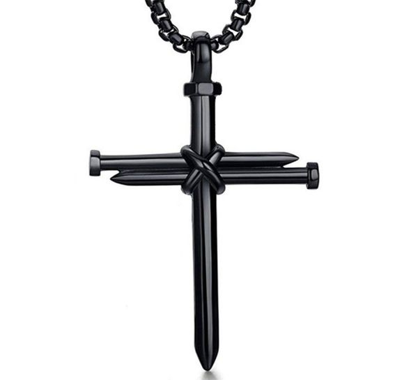 

titanium steel nail cross prayer mens necklace pendant punk style personality male necklaces jewelry gift 4 colors7493645, Silver