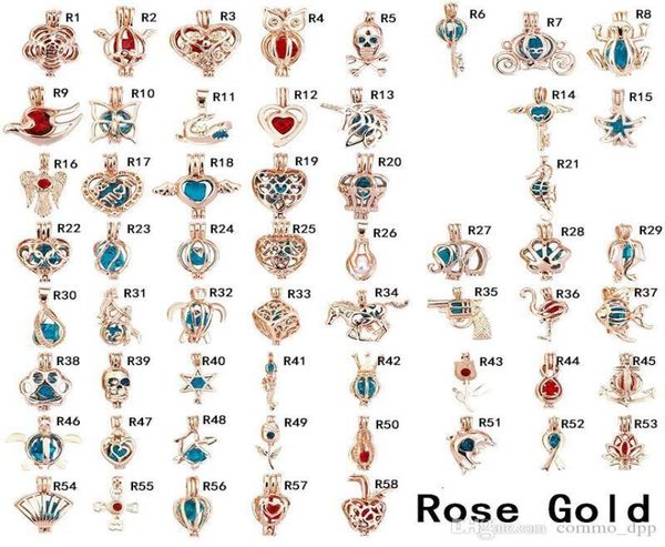 

fashion pearl cage pendants rose gold silver plated gem beads floating lockets charms for necklaces diy jewelry making in bulk who2951801