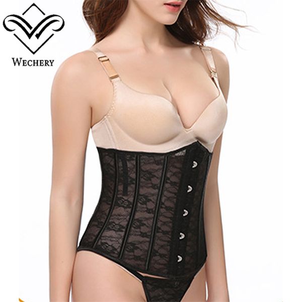 

summer lace breathable steel bone corset slim abdominal body shapwear waist seal chest waist corset shape underwear, Black;white