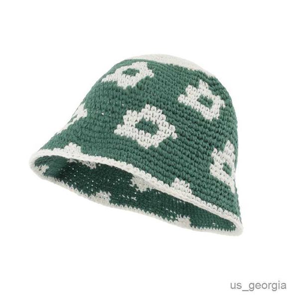 

caps new green flower bonnets for women handmade crochet knitted beanies girls seasons street bucket hat cap r230627, Blue;gray