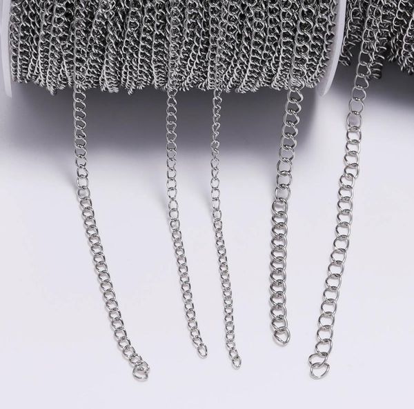 

5mlot 12 22 24 30 40 mm stainless steel bulk jewellery chain for diy jewelry making necklace earring findings accessories7050814, Silver
