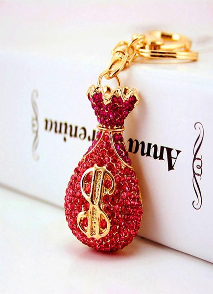 

new wallet moneybag purse pink crystal rhinestone charm pendant handbag key ring chain creative birthday gift4349303, Silver