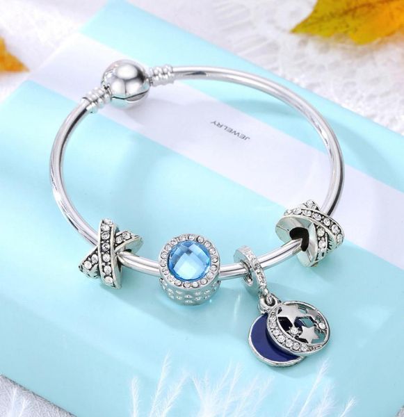 

1621cm charm bracelet 925 silver plated bracelets royal crown accessories purple crystal bead diy wedding jewelry with box3161007, Golden;silver