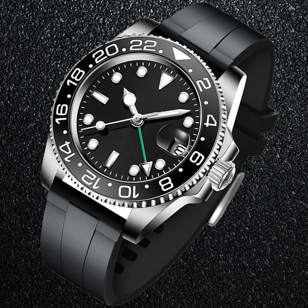 

high grade mens watches automatic watch 40mm stainless steel strap black blue super bright durable watchs sapphire glass lens dhgate gift, Slivery;brown